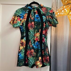 ❌DONATED❌SHEIN Tropical Flowers Boyshort One-Piece Swimsuit